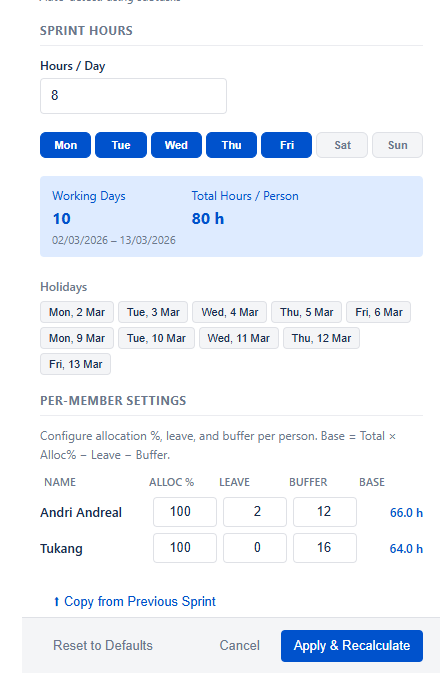 Per-member settings